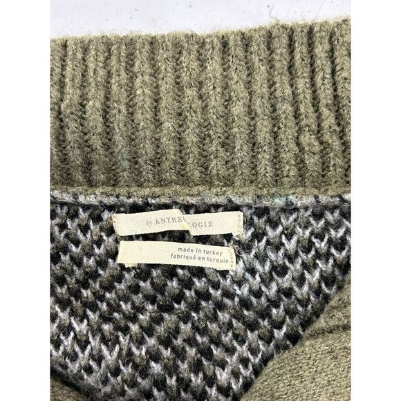 Anthropologie Ferne Quarter-Zip Knit Pullover Sweater Top Camouflage M - Picture 11 of 13